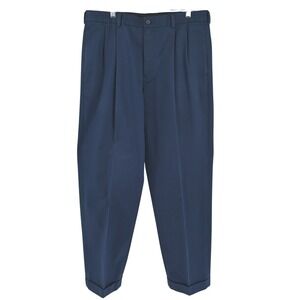 Brooks Brothers 346 Elliot Advantage Chino Navy Blue Pleated Pants Mens 36x32
